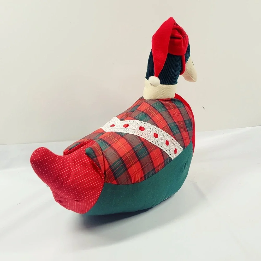 Vintage Tartan Plaid Patchwork Plush Mallard Duck Shelf Sitter Holidays Country